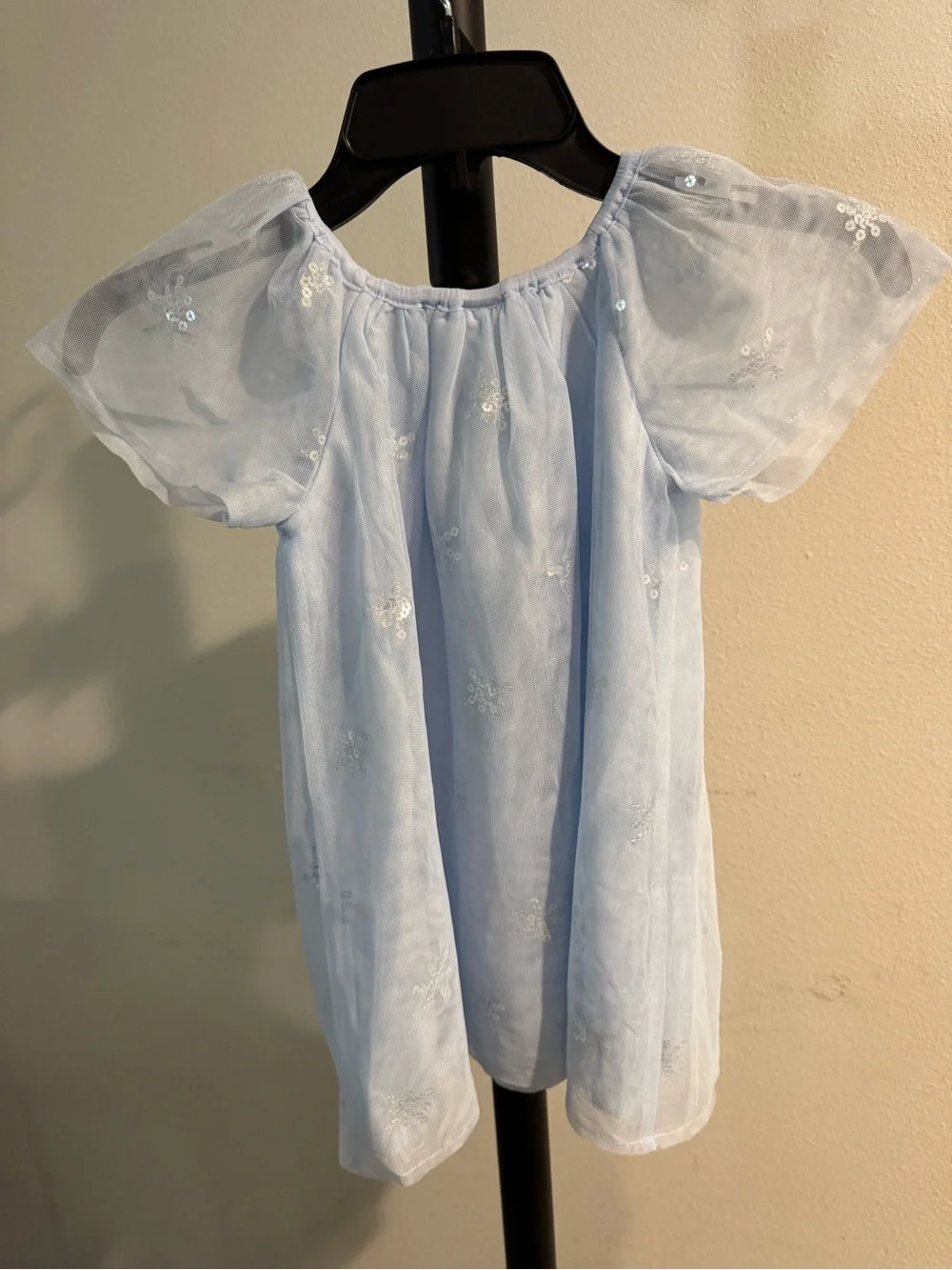 GAP Light Blue Tulle Flutter Sleeve Girls Blouse